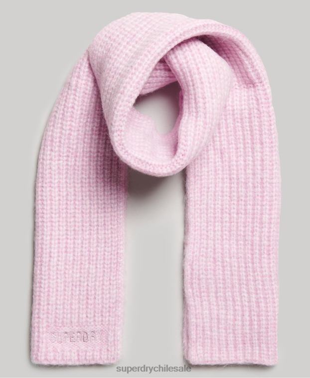 mujer Superdry rosa bufanda esencial de canalé 2R68Z4242