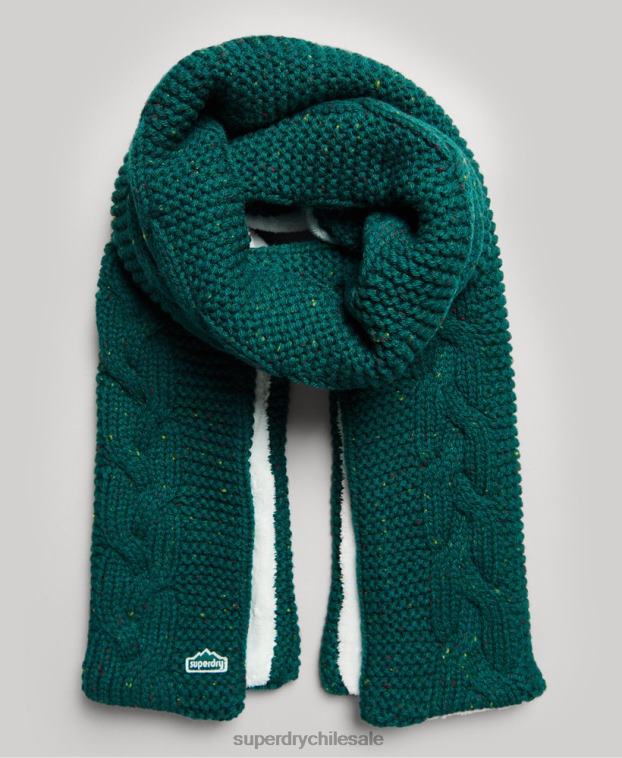 mujer Superdry verde bufanda de punto de ochos 2R68Z4254