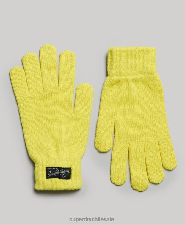 mujer Superdry amarillo guantes esenciales con logo 2R68Z1698