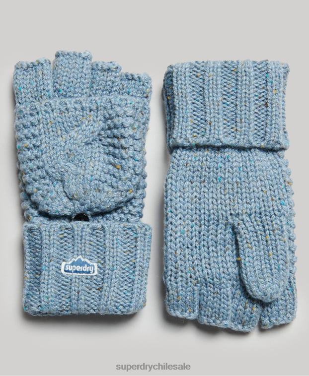 mujer Superdry azul claro guantes tejidos de ochos 2R68Z4265