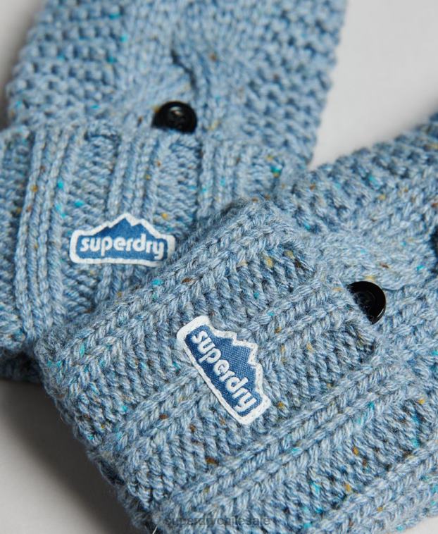 mujer Superdry azul claro guantes tejidos de ochos 2R68Z4265