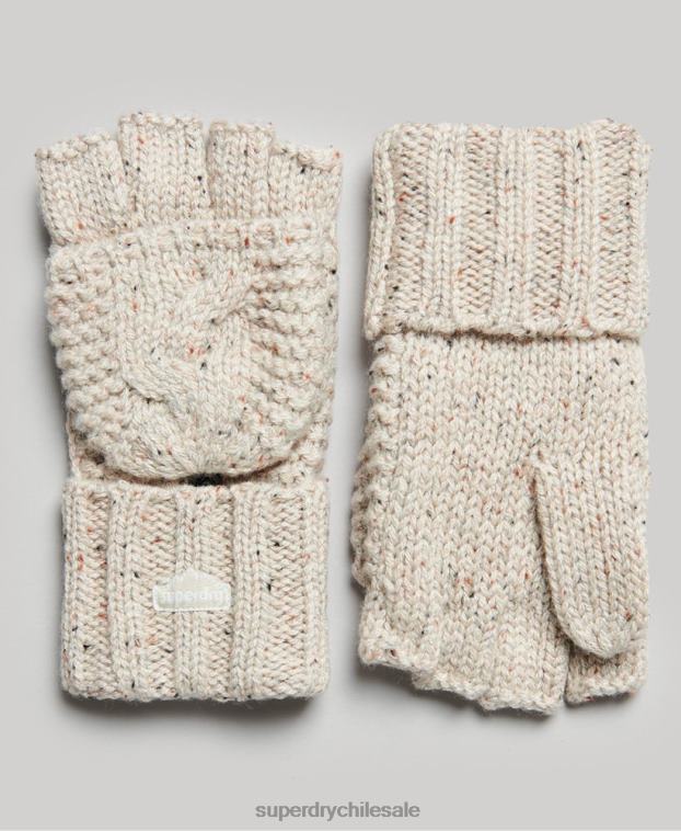 mujer Superdry beige guantes tejidos de ochos 2R68Z4267