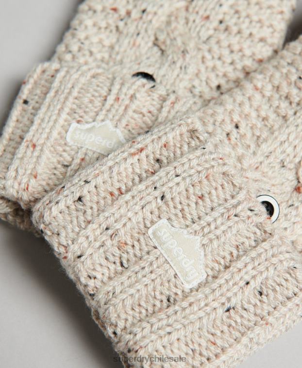 mujer Superdry beige guantes tejidos de ochos 2R68Z4267