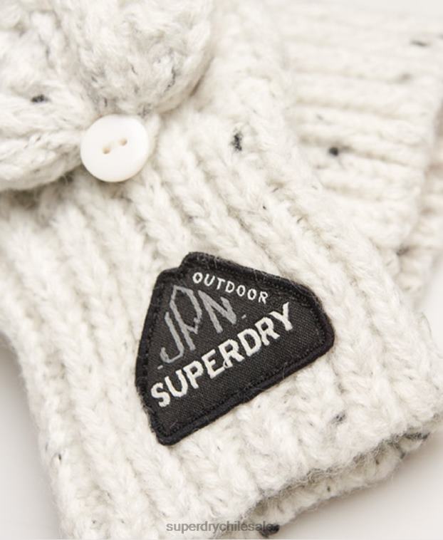 mujer Superdry blanco guantes de cable gracie 2R68Z4344