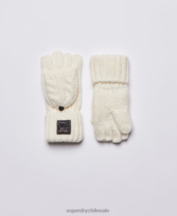 mujer Superdry blanco guantes de ochos de tweed 2R68Z4290