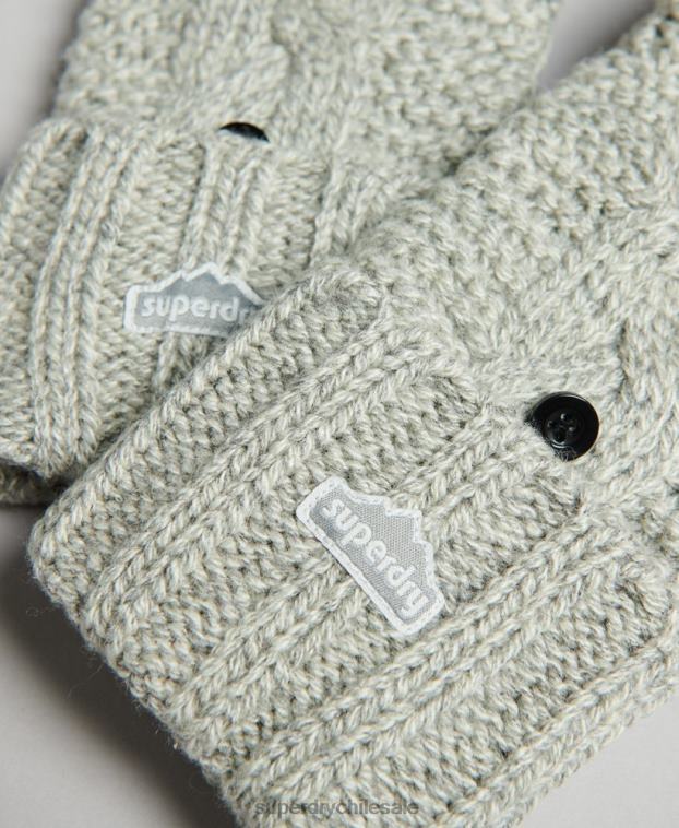 mujer Superdry gris claro guantes tejidos de ochos 2R68Z4262