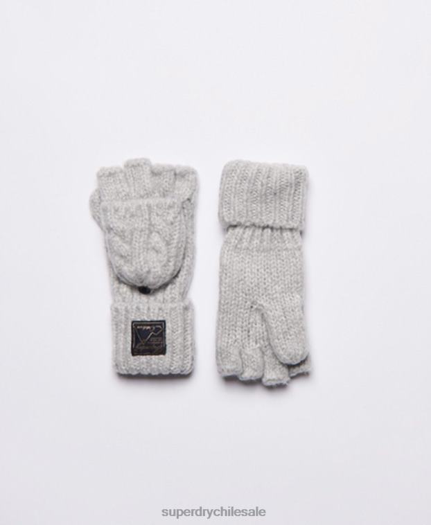 mujer Superdry gris guantes de ochos de tweed 2R68Z4286