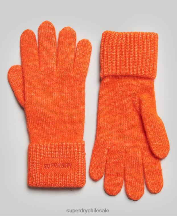 mujer Superdry naranja guantes esenciales de canalé 2R68Z4271