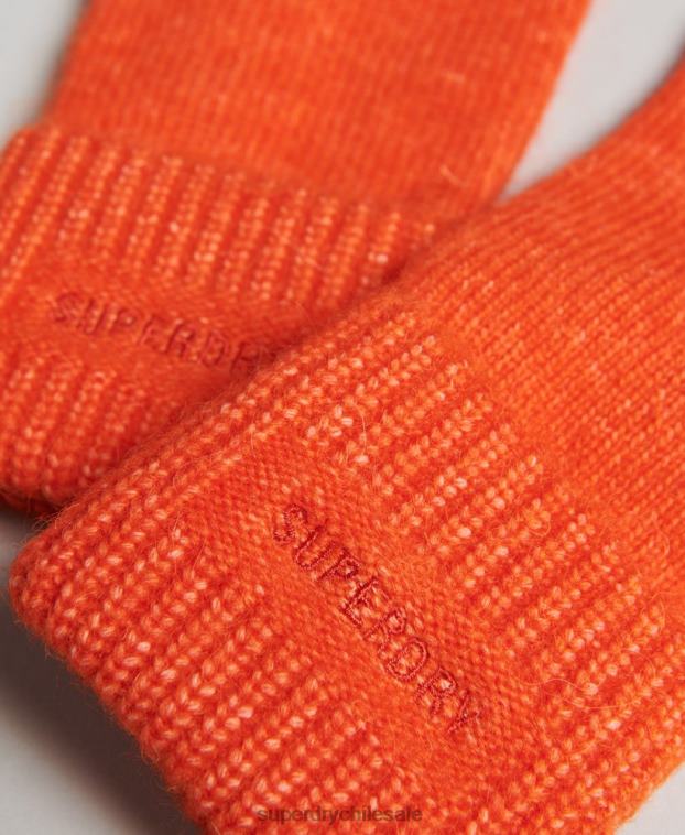 mujer Superdry naranja guantes esenciales de canalé 2R68Z4271
