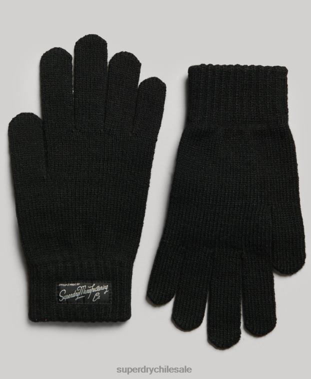 mujer Superdry negro guantes esenciales con logo 2R68Z1697