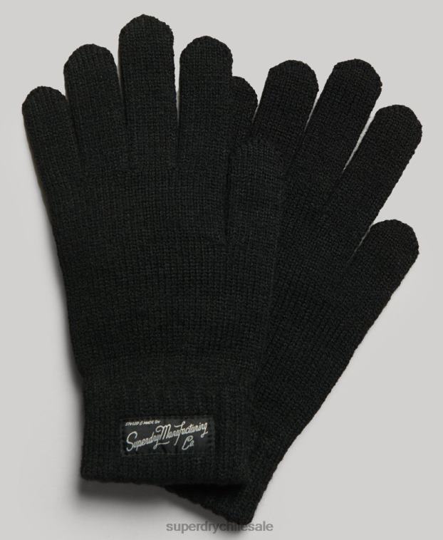 mujer Superdry negro guantes esenciales con logo 2R68Z1697