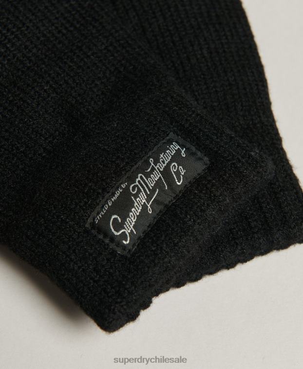 mujer Superdry negro guantes esenciales con logo 2R68Z1697