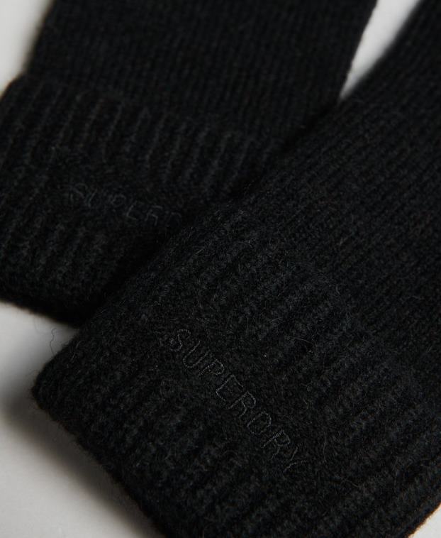 mujer Superdry negro guantes esenciales de canalé 2R68Z4268