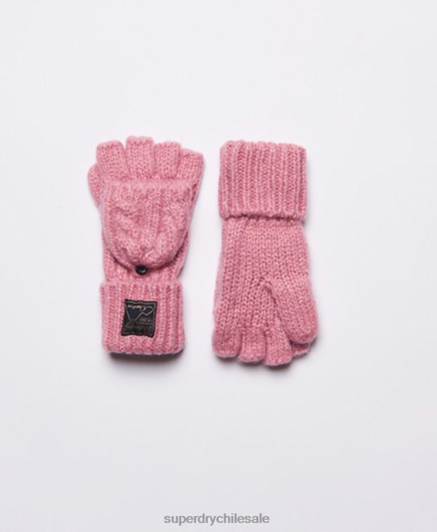 mujer Superdry rosa guantes de ochos de tweed 2R68Z4289