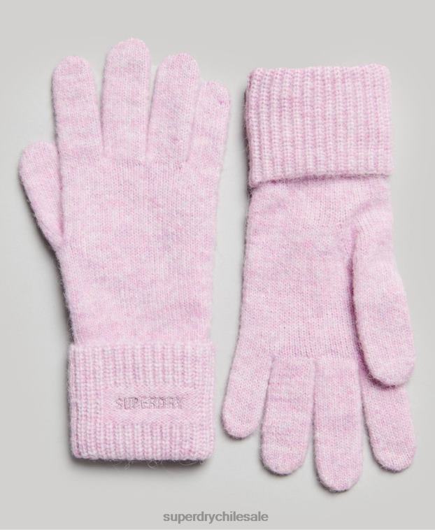 mujer Superdry rosa guantes esenciales de canalé 2R68Z4270