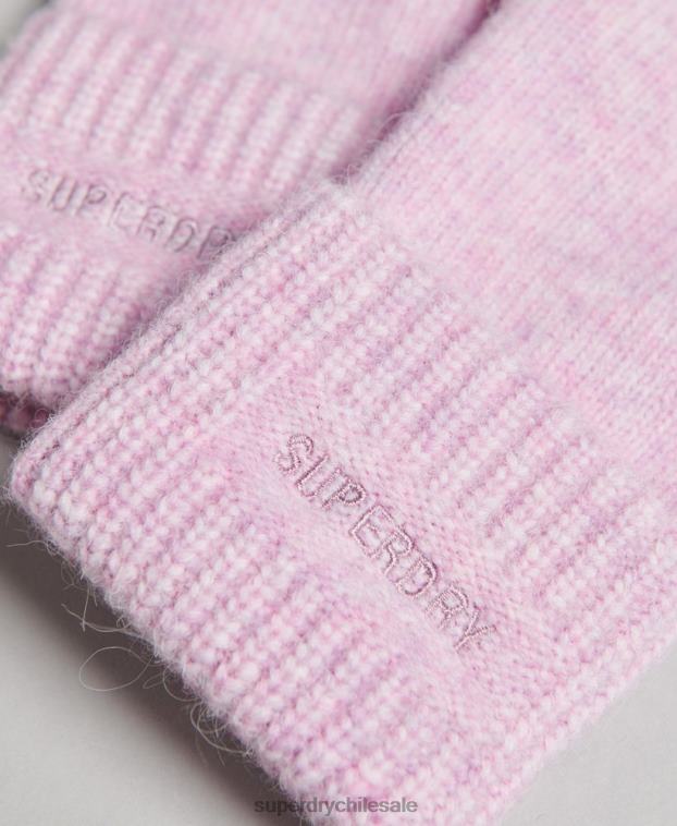mujer Superdry rosa guantes esenciales de canalé 2R68Z4270