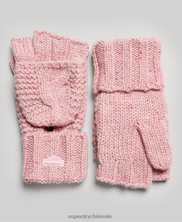 mujer Superdry rosa guantes tejidos de ochos 2R68Z4264