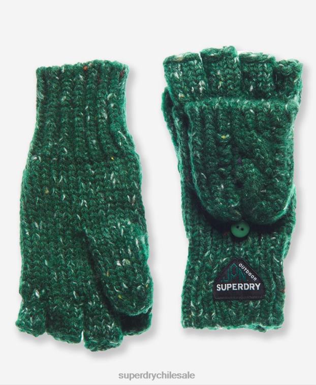 mujer Superdry verde guantes de cable gracie 2R68Z4322