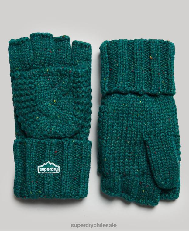 mujer Superdry verde guantes tejidos de ochos 2R68Z4266