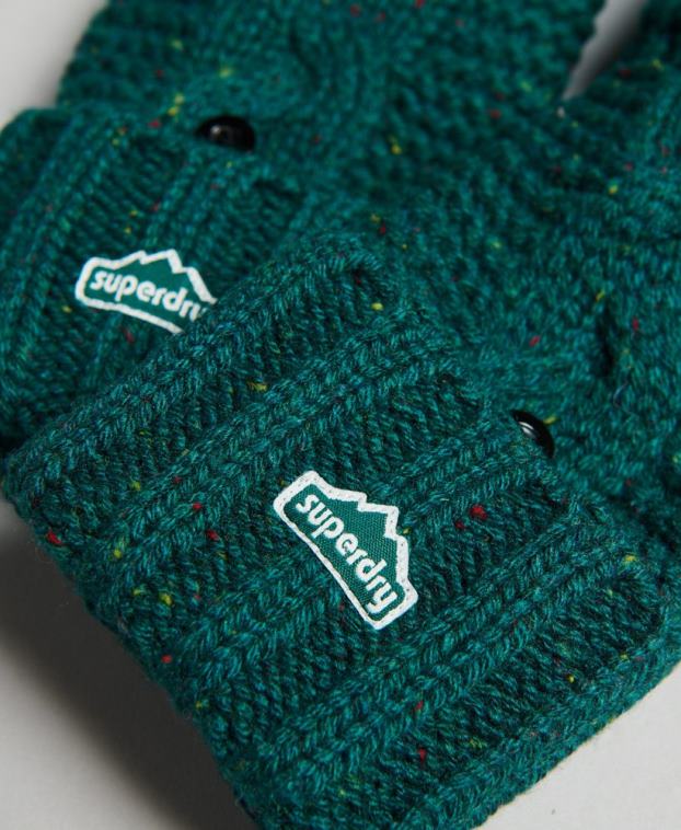 mujer Superdry verde guantes tejidos de ochos 2R68Z4266