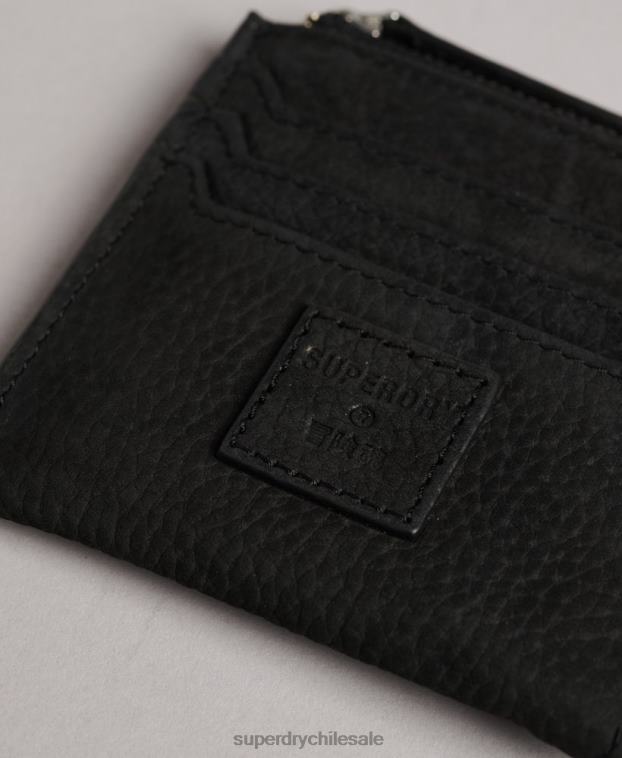 mujer Superdry negro monedero de piel con cremallera 2R68Z4315