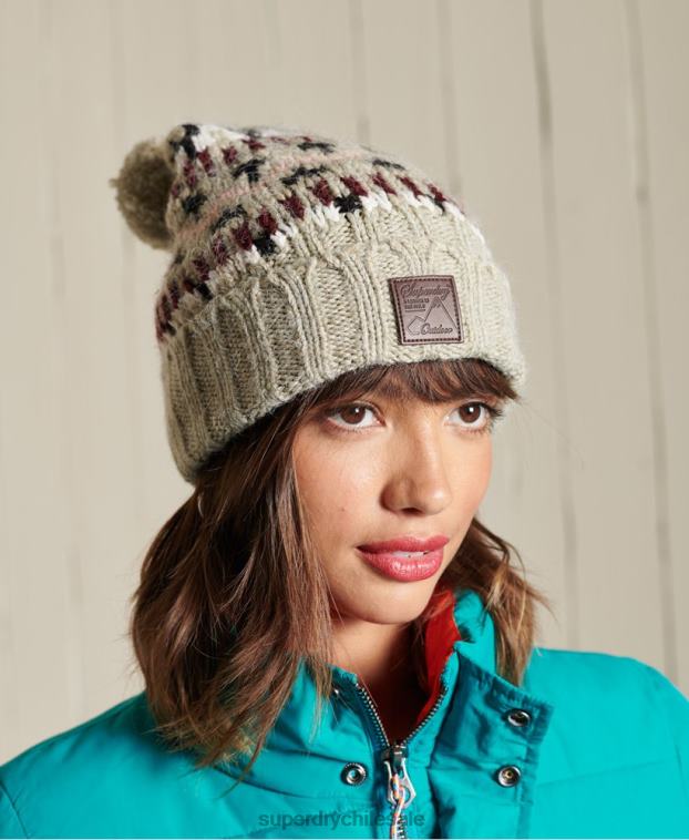 mujer Superdry beige gorro en intarsia 2R68Z4311