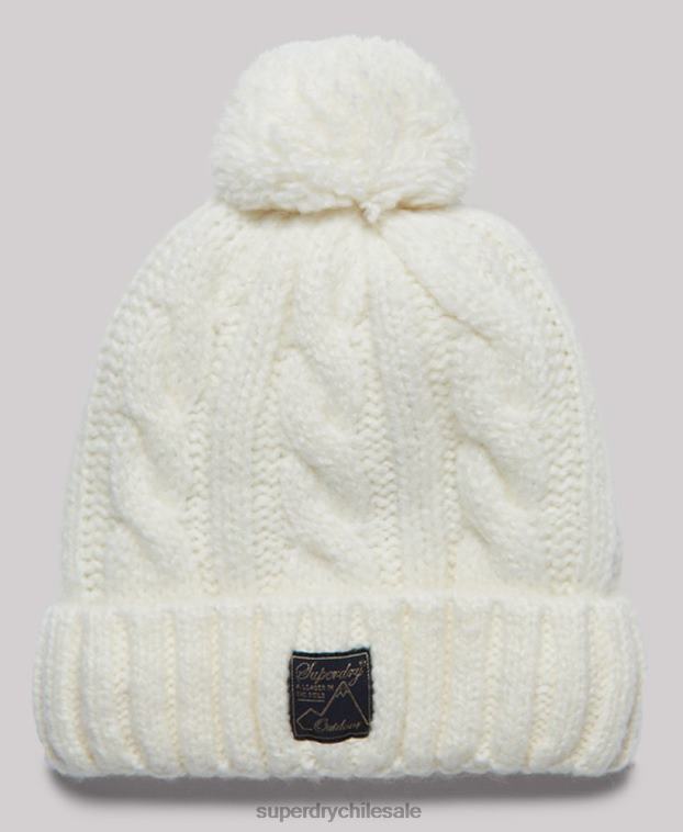 mujer Superdry blanco gorro de ochos de tweed 2R68Z4295