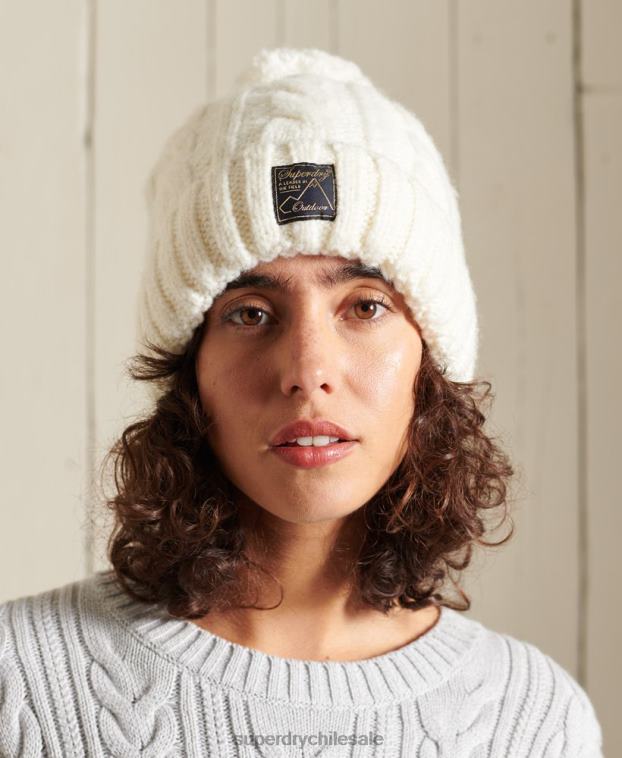 mujer Superdry blanco gorro de ochos de tweed 2R68Z4295
