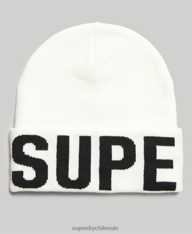 mujer Superdry blanco gorro tejido montaña 2R68Z1690