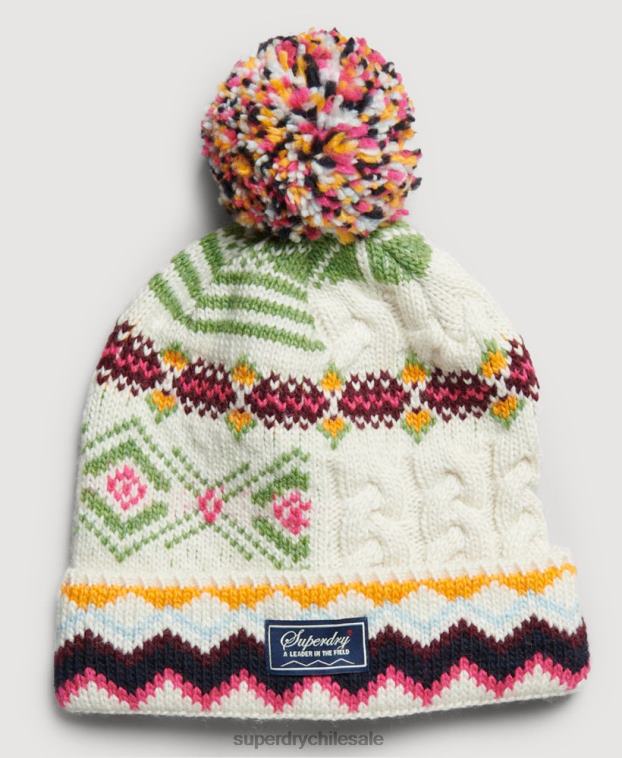 mujer Superdry crema gorro de lana 2R68Z4226