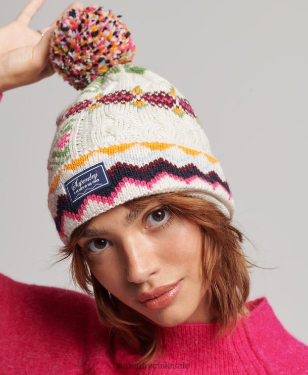mujer Superdry crema gorro de lana 2R68Z4226