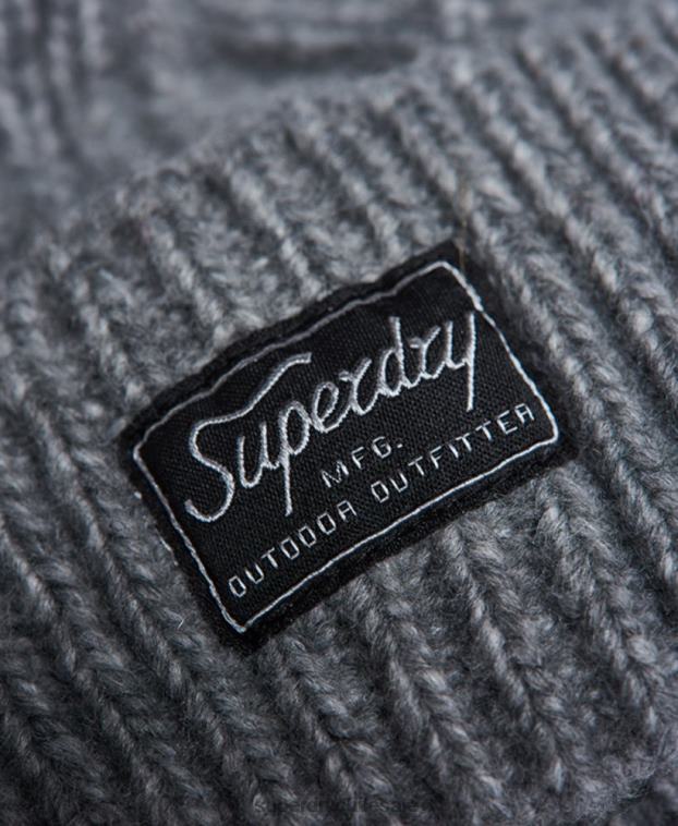 mujer Superdry gris claro gorro de cable lux 2R68Z4279
