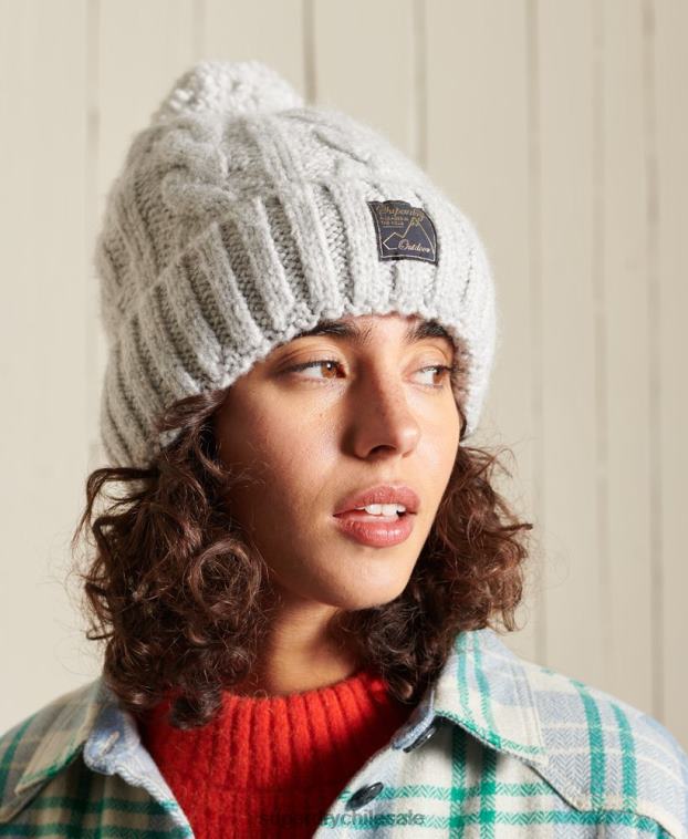 mujer Superdry gris claro gorro de ochos de tweed 2R68Z4296