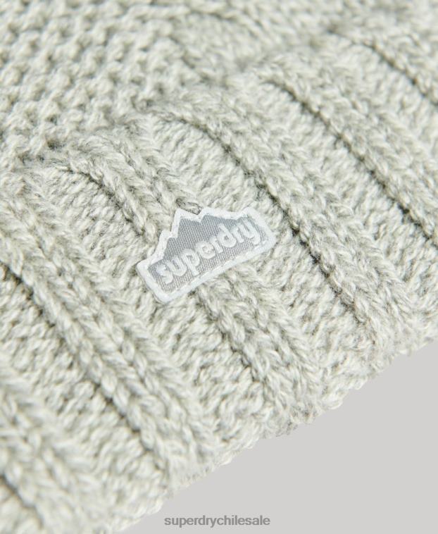 mujer Superdry gris claro gorro tejido con pompón 2R68Z4256