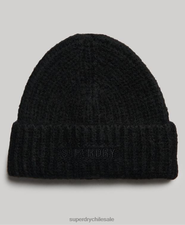 mujer Superdry negro gorro de canalé esencial 2R68Z4235