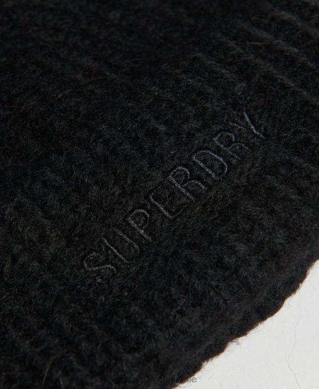 mujer Superdry negro gorro de canalé esencial 2R68Z4235