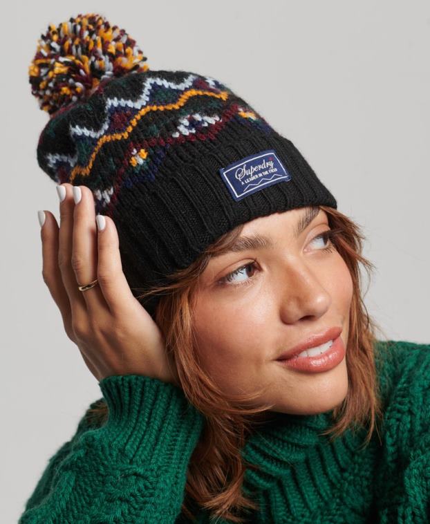 mujer Superdry negro gorro de lana 2R68Z6737