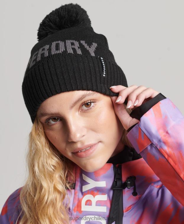 mujer Superdry negro gorro de nieve 2R68Z4108