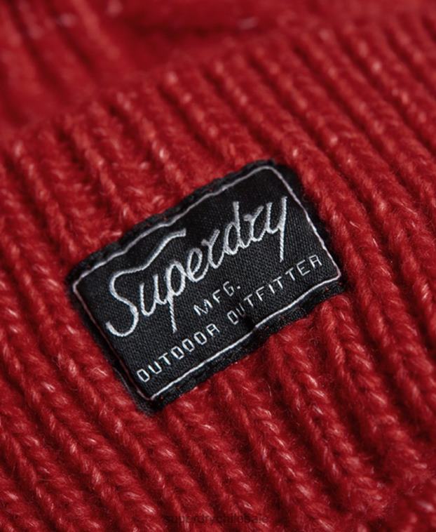 mujer Superdry rojo gorro de cable lux 2R68Z4294