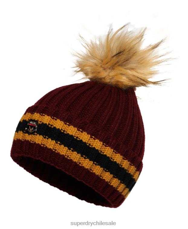 mujer Superdry rojo gorro de canalé con rayas aimee 2R68Z4339