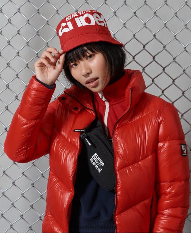 mujer Superdry rojo sombrero de pescador con logo 2R68Z4328