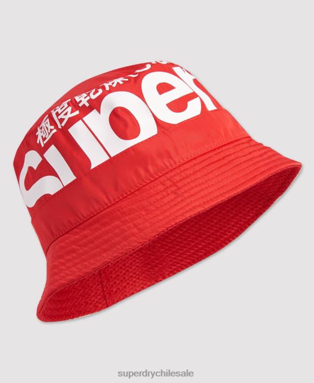 mujer Superdry rojo sombrero de pescador con logo 2R68Z4328