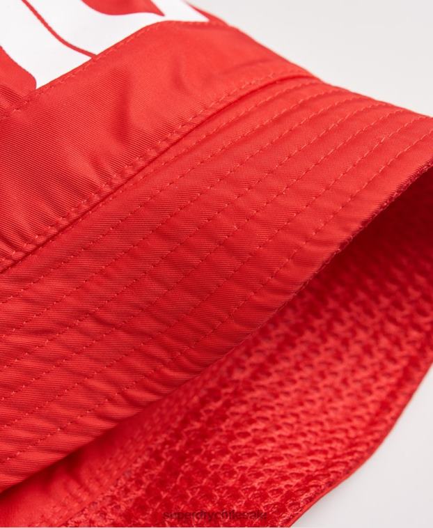 mujer Superdry rojo sombrero de pescador con logo 2R68Z4328