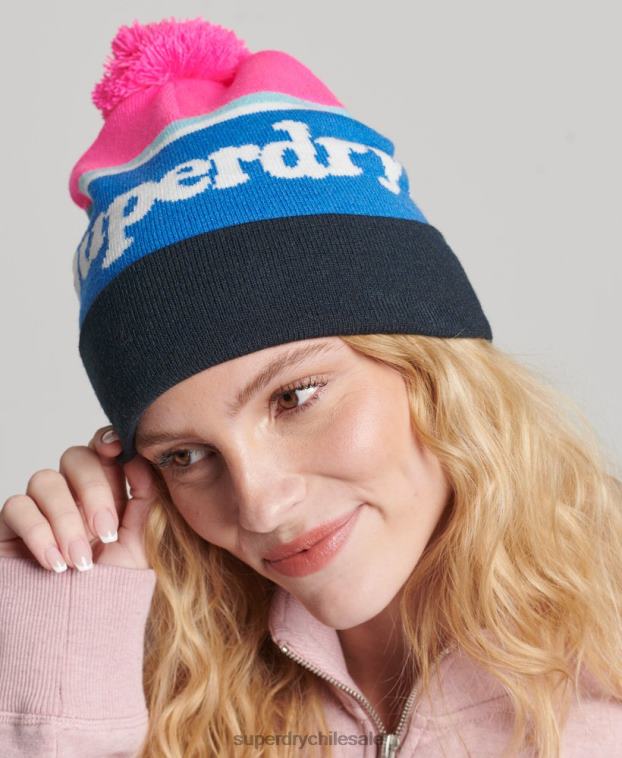 mujer Superdry rosa gorro con logo esencial 2R68Z4223