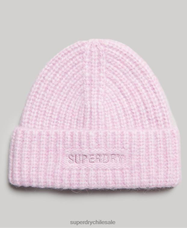mujer Superdry rosa gorro de canalé esencial 2R68Z4224