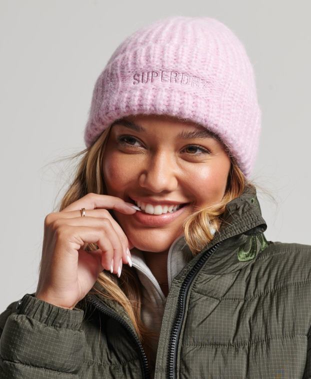 mujer Superdry rosa gorro de canalé esencial 2R68Z4224