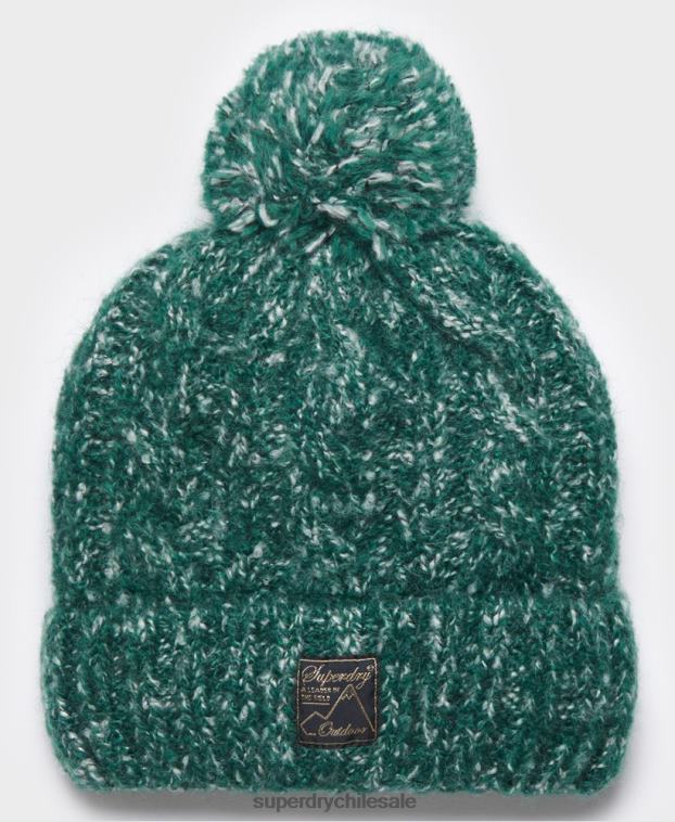 mujer Superdry verde gorro de ochos de tweed 2R68Z4312