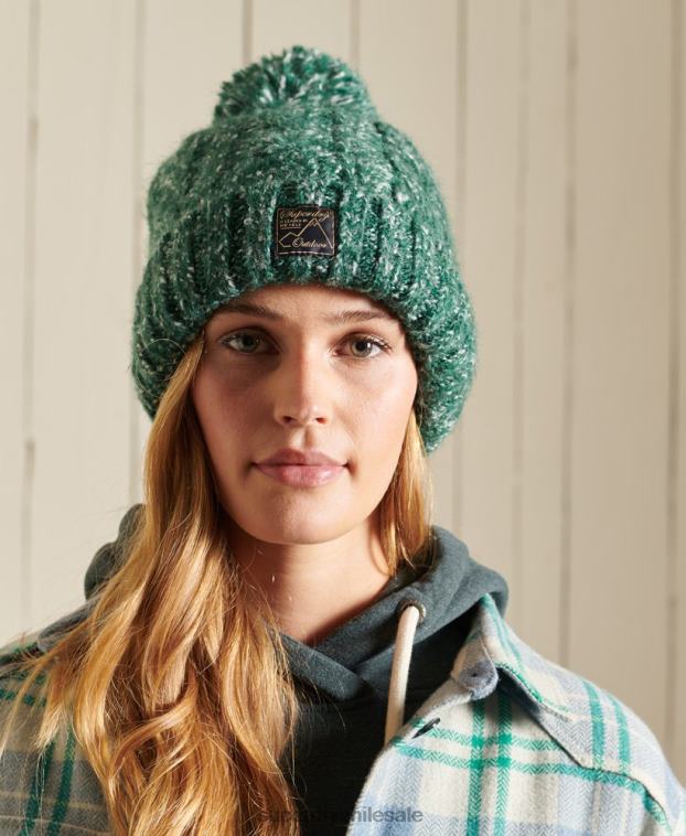 mujer Superdry verde gorro de ochos de tweed 2R68Z4312