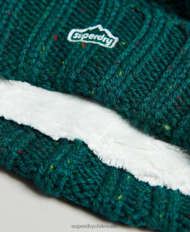 mujer Superdry verde gorro tejido con pompón 2R68Z4260