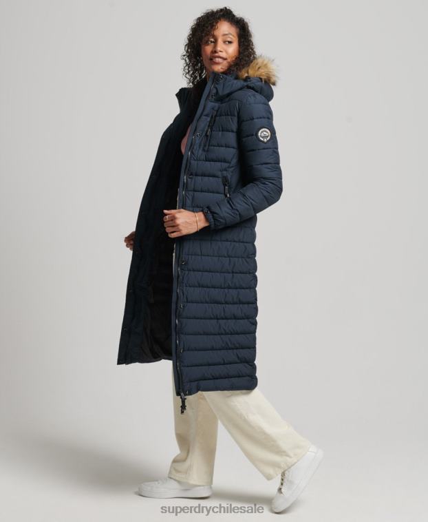 mujer Superdry Armada abrigo acolchado ligero de piel sintética con capucha 2R68Z3622